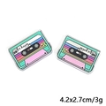 Retro acrylic tape recorder charms with rainbow stripes for DIY jewelry making and crafts - Cassette Tape