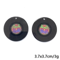 Macro view of 3.7cm black acrylic Rock & Roll record pendant for DIY jewelry making - Record