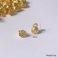 Macro detail of 8mm gold lotus pod pendant for DIY jewelry with size and weight specs - Lotus Pod