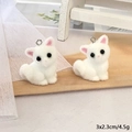 Pendentif renard 3D floqué blanc mignon pour bijoux DIY avec anneau argenté - Chat Blanc (Renard Blanc)