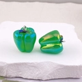 DIY green bell pepper pendant with iridescent finish and silver metal ring for jewelry - Colorful Green Bell Pepper