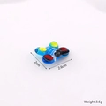 Detailed size view of blue glass butterfly pendant with colorful wings and dimensions - Blue Butterfly