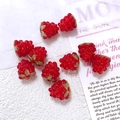 Rote Glas-Himbeer-Perlen mit Goldblatt-Anhängern für DIY-Schmuck und Ketten - C13 / Rote Himbeere