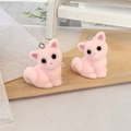Pendentif chat floqué rose avec anneau argenté pour bijoux DIY et porte-clés mignons - Chat Rose (Renard Rose)