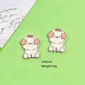 Cartoon dog pendant charm with pink bow for DIY jewelry making 2.4x2cm 0.5g - Maltese with Bow (W32)