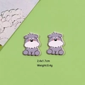 Set of two cute grey Schnauzer dog charms for DIY jewelry 2.4x1.7cm size - Schnauzer (W32)
