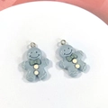 Cute light blue resin gingerbread man pendant for DIY jewelry and keychains - Blue