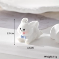 Cute 3D flocked white rabbit pendant with a blue bow tie and silver ring for DIY crafts - Running Dog With Tongue Out