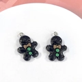 DIY cartoon gingerbread man pendant in black with brown bow and green buttons - Black