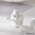 3D white flocked puppy dog charm with blue bowknot for DIY jewelry, 3cm height - Flying Ear Dog