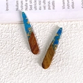 Blaues Harz und Holz Anhänger in Tropfenform mit Goldfolie für DIY Schmuck - Blau Langer Wassertropfen