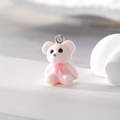 Rosa beflockter Bärenanhänger mit Seidenschleife und Silberring für DIY-Schmuck - Rosa Bär Mit Schleife