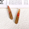 Langer Tropfenanhänger aus Holz und orangefarbenem Harz mit Goldfolie für DIY-Schmuck - Rosa Langer Wassertropfen