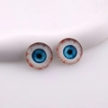 Paar blaue Harz-Böse-Augen-Anhänger mit roten Adern für DIY-Schmuck und Bastelarbeiten - Blaues Rundes Auge
