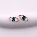 Ciondolo malocchio in resina blu con venature rosse, cabochon tondo piatto per fai da te - Occhio Appuntito Grigio