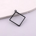 Square black matte alloy open bezel frame for DIY resin pendant craft making - Black Square Block Style