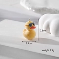 Detail of yellow flocked duck pendant with sunglasses including size and weight specs - Duck with Sunglasses Style