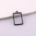 DIY black rectangular metal frame pendant with top loop for resin jewelry making - Black Wide Rectangle Style