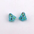 Perla albero di Natale azzurra in vetro con pois colorati per gioielli fai-da-te - Celeste