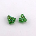 Ciondolo albero di Natale in vetro verde con pois colorati per creazione gioielli - Verde