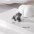 Flocked grey pug dog charm 2.9cm mini animal pendant for DIY jewelry and keychains - Gray Pug