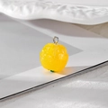 Vibrant yellow citrus fruit pendant with silver metallic loop and realistic texture - Yellow AB Color Orange / F451-95