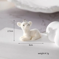 White flocked deer animal pendant with silver ring, 2.7cm height for DIY jewelry making - White Dog