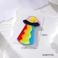 Bunter UFO-Anhänger aus Acryl mit gelbem Alien, 5,6 cm Höhe, kreatives DIY-Schmuckzubehör - Alien Gesicht Regenbogen Strahl UFO (D177) / C Alien Gesicht Regenbogen Raumschiff