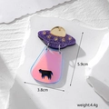 Detailansicht des irisierenden UFO-Kuh-Anhängers aus Acryl mit Größen- und Gewichtsangaben - Lila Kuh UFO (D177) / E Lila Raumschiff