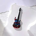 Macro detail of acrylic electric guitar charm with colorful graffiti and rock theme design - Red and Blue Guitar (4)