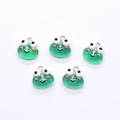 Set of five cute green resin frog pendants with silver jump rings for DIY jewelry - Frog Head