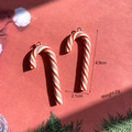Detail of Christmas candy cane pendants with dimensions 4.9cm and silver rings - Red White Candy Cane