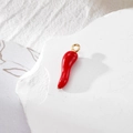 Red chili pepper vegetable charm with gold loop for DIY jewelry and necklace making - Red