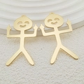 Golden stickman figure pendants with humorous gesture for DIY jewelry making - Middle Finger Stick Figure Humorous Style (Gold 1)