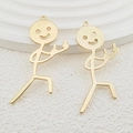 Funny gold stickman charms with middle finger gesture for DIY jewelry making - Smiling Middle Finger Stick Figure (Gold 2)