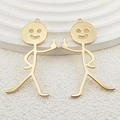 Funny gold stickman charms with middle finger gesture for DIY jewelry making - Middle Finger Gesture Stick Figure (Gold 3)