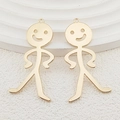 Golden stickman smile face charms in polished alloy for creative DIY jewelry making - Smiling Stick Figure (Gold 8)