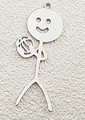 Silver alloy matchman pendant holding a basketball for DIY jewelry making - Holding Basketball Silver Stick Figure (Silver 7)