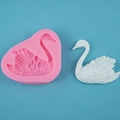 DIY 3D Schwan Silikonform für Kuchenfondant und Schokolade auf blauem Hintergrund - Linksgewandter Schwan (Links 35G)