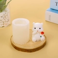 Mini bear silicone mold with finished white resin bear holding a red rose decoration - Bear with Flower