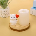 Mini bear silicone mold with heart balloon design for handmade candles and cake decor - Bear with Balloon
