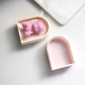 Arch window silicone mold for candles featuring pink bear in beige and pink variants - Door Frame