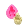 Rosa Silikonform für DIY sitzende Babyfiguren und dekorative Bastelarbeiten - Stil C Beinhebendes Baby (77g)