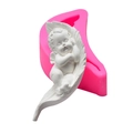 Pink silicone baby angel mold with white plaster craft for DIY soap and candles - Feather Baby (228g)