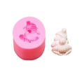 Pink silicone mold next to a detailed white baby figurine for DIY soap and candle making - Round Style A Baby (125g)