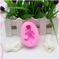 Pink oval silicone mold featuring a cute sleeping baby design for DIY handmade soap and plaster - Oval Baby (48g)