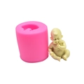 DIY baby-shaped silicone mold with finished cute infant resin statue in rose pink - Style A Hand Biting Baby (104g)