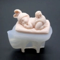 DIY sleeping baby silicone mold with cute bunny ear hat for handmade soap and gypsum - Prone Sleeping Baby