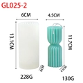 Spiral column candle silicone mold with mint green twisted wax pillar and dimensions - GL025-2 Small Heavy Duty Version (Non-deforming)