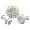 3-piece set of white snowflake cookie cutters with spring-loaded plunger mechanism - Thick Snowflake